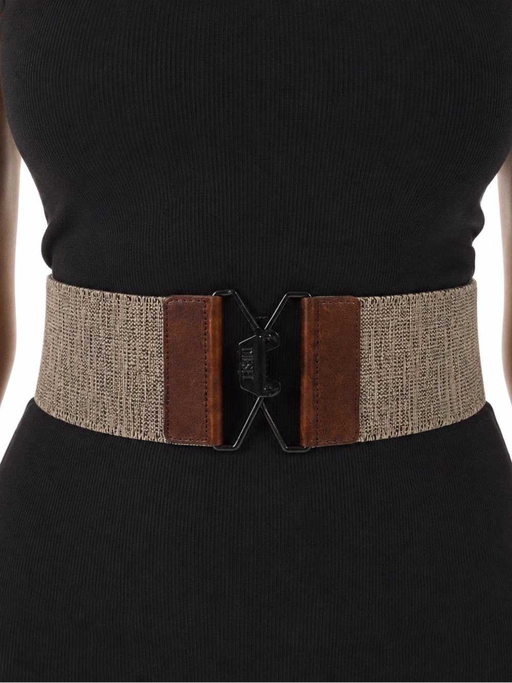 Diesel Archive Wide Stretch Waist Belt Linen Leather Hook Buckle Y2K Size 75/30